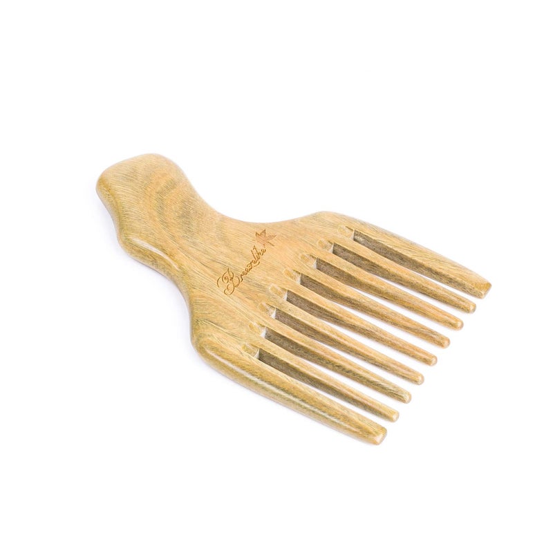 Breezelike Wooden Hair Pick - Natural Wide Tooth Wood Comb for Curly Hair - No Static Sandalwood Wooden Comb for Detangling - Image 1
